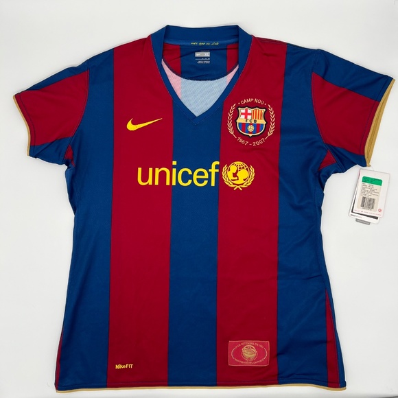 Messi #19 Barcelona 2007/2008 Home ORIGINAL Nike Women Soccer Jersey (XL) - Picture 3 of 9